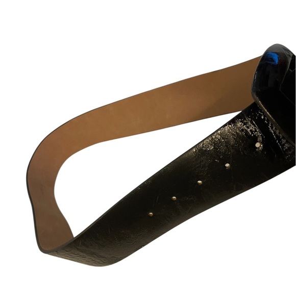 Ann Taylor Chunky Patent Black Belt with Tan Interior Statement Chic - Picture 5 of 11